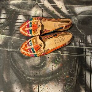 Colorful Woven Flats with Tassels